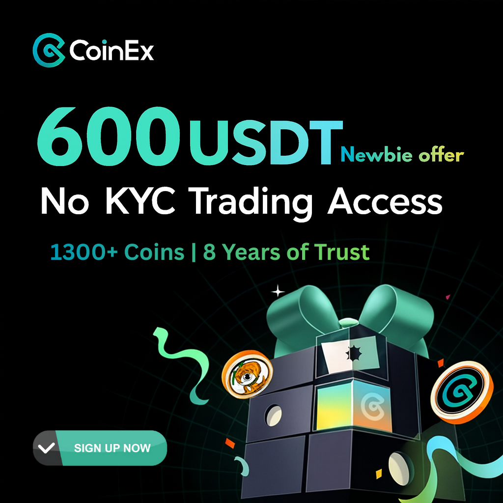 600 USDT newbie offer - No KYC Trading Access at CoinEx by TradeCalc Pro